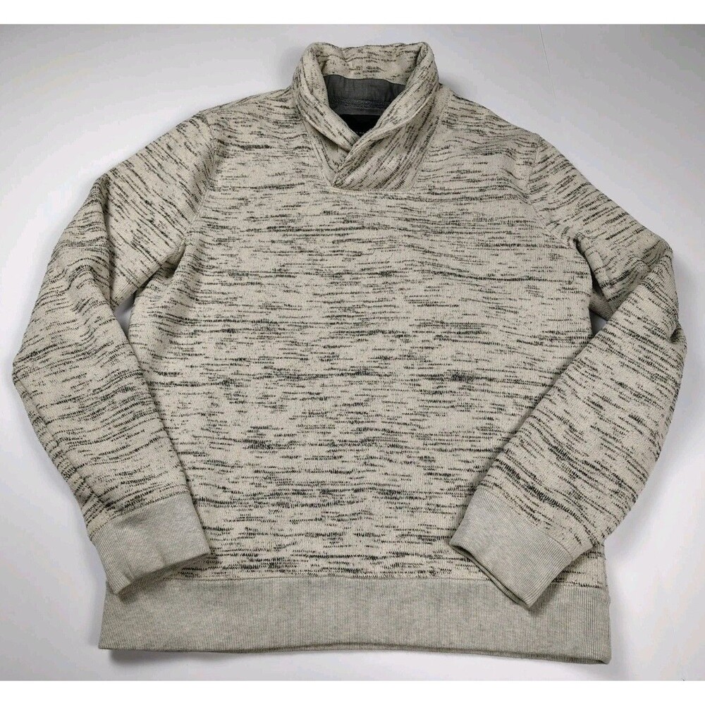 Banana Republic Cardigan Mens Large Marled Shawl Collar Gray Black